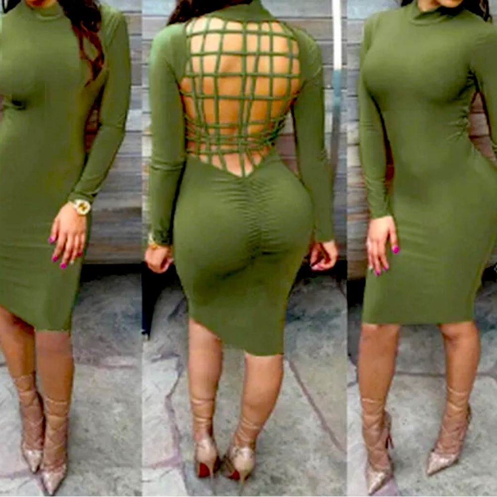 NWOT Olive Green Fitted Dress | Olive Juice